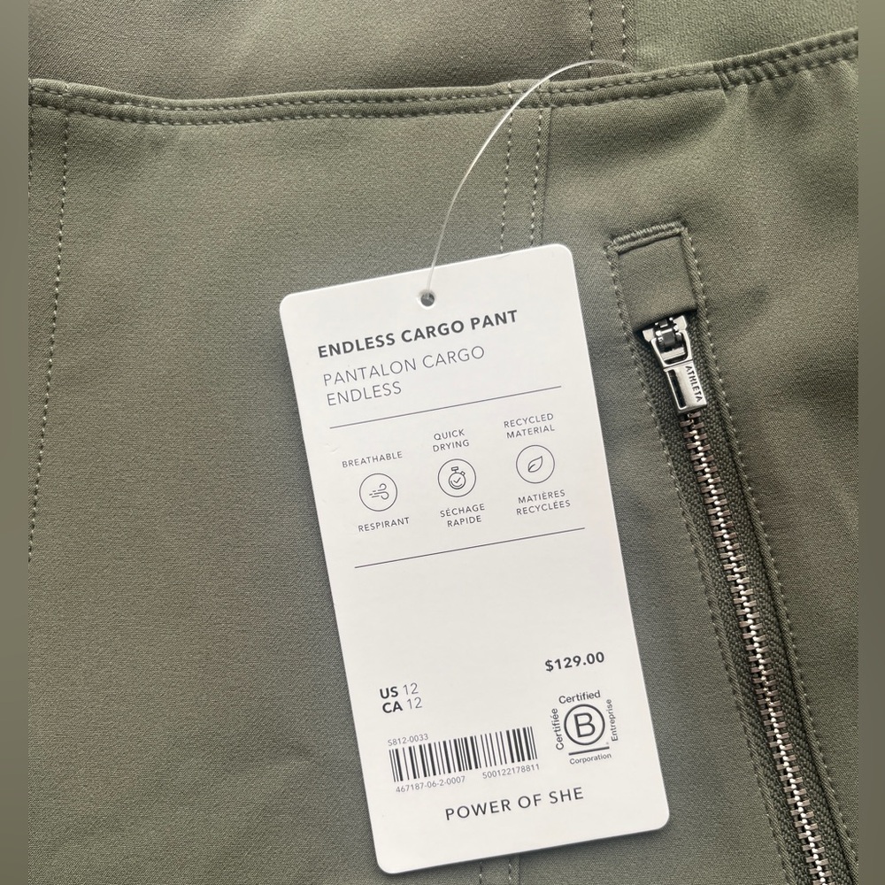 NWT Athleta Women’s Endless High Rise Cargo Pants Olive size 12 - Picture 10 of 13